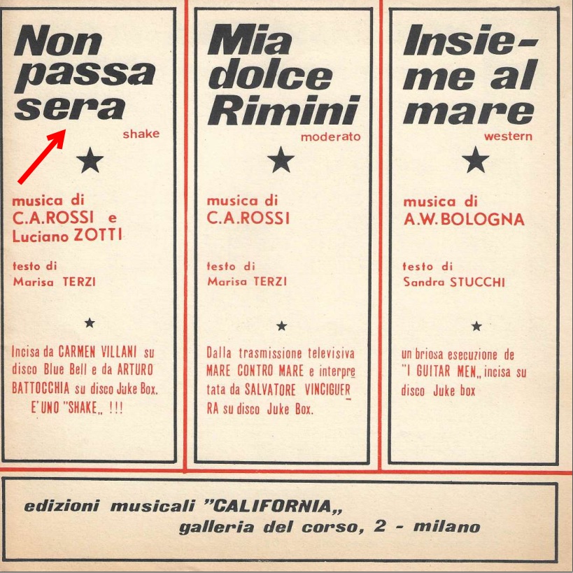 non passa sera_c. a. rossi - luciano zotti_california