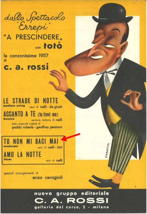 tu non mi baci mai (portafortuna 1957)_c. a. rossi_c.a.r.